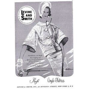Levine and Smith Rafi Anglo Fabrics Fashion NYC 1960s Vintage Print Ad 9 inch